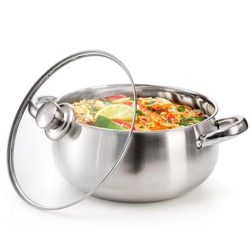 ZENFUN 4 Quart Stockpot with Glass Lid, Stainless Steel Stockpot, Multipurpose Soup Pot, Cooking Pot, Sauce Pot for Chili, Pasta, Curries, Stews, Compatible with All Stove Tops, Dishwasher Safe - CookCave