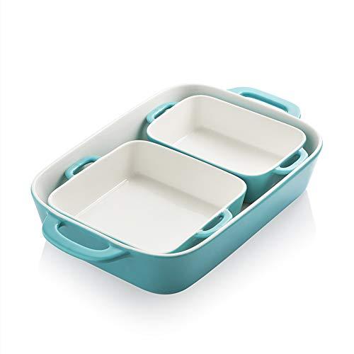 Sweejar Ceramic Bakeware Set, Rectangular Baking Dish for Cooking, Kitchen, Cake Dinner, Banquet and Daily Use, 12.8 x 8.9 Inches porcelain Baking Pans (Turquoise) - CookCave