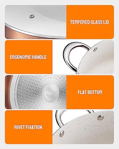 BEZIA Large Pot for Cooking 8 Quart, Induction Pot, Soup Pot, Cooking Pot with Lid, Non Stick Stock Pot for All Hobs, Copper - CookCave