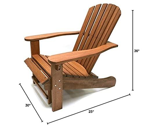 Outdoor Interiors CD3111 Eucalyptus Adirondack Chair and Built In Ottoman - CookCave