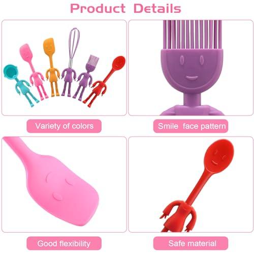 Human Shaped Kitchen Utensils Set 6 Piece Non Stick Heat Resistant Baking Tools Kitchen Gadgets Silicone Cute Utensils with Comfortable Grip Handle, Dishwasher Easy Clean and Stand up Kitchenware - CookCave