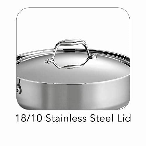 Tramontina Covered Deep Saute Pan Stainless Steel Tri-Ply Clad 6 Qt, 80116/073DS - CookCave