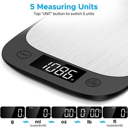 MPBEKING Digital Food Scale, Kitchen Scale Weight Grams and Oz for Weight Loss, Cooking, Baking 3g/0.1oz High Precise Multifunction Scales 304 Stainless Steel with Backlit LCD Display - CookCave