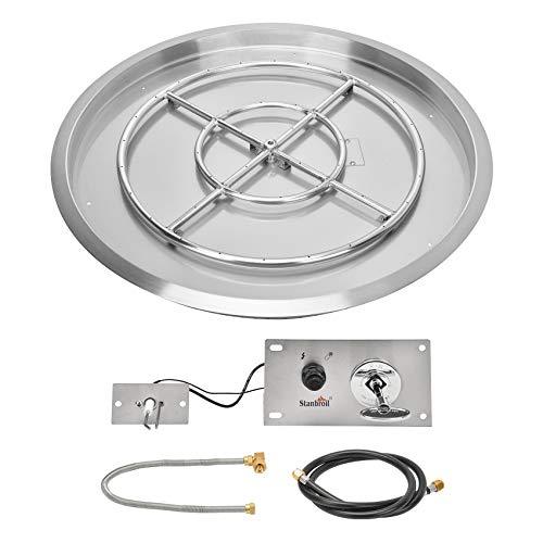 Stanbroil 31 inch Round Drop-in Fire Pit Pan with Spark Ignition Kit Natural Gas Version - CookCave