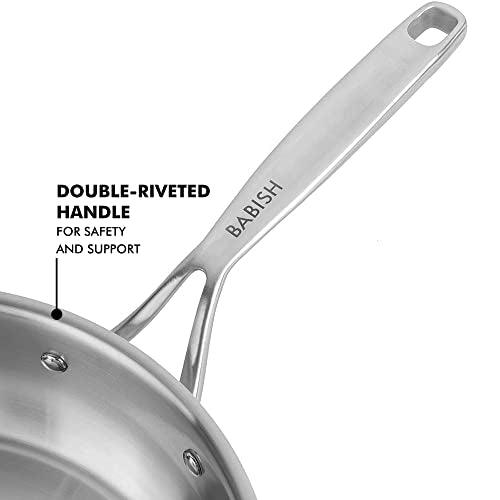 Babish Tri-Ply Stainless Steel Professional Grade Saute Pan w/Lid, 5-Quart - CookCave