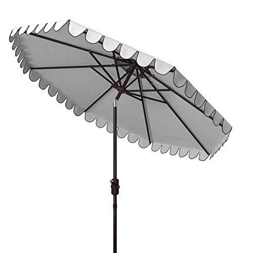 Safavieh PAT8210E Outdoor Venice White and Black 9-Foot Round Double Top Crank UV Protected Umbrella - CookCave