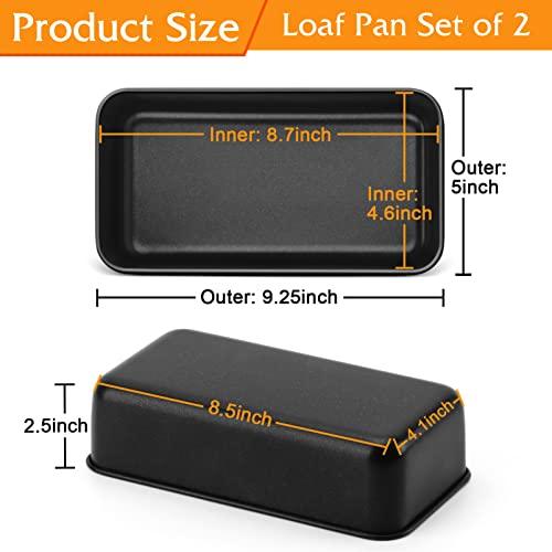 TeamFar Nonstick Loaf Pans, 9¼" × 5" Bread Loaf Meatloaf Baking Pan, with Stainless Steel Core for Baking Bread, for Home/Kitchen, Healthy & Heavy-Duty, Release & Clean Easily, Set of 2 - CookCave