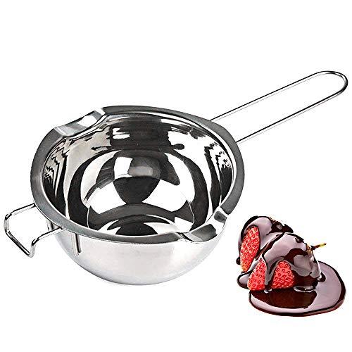 [New Upgrade] Stainless Steel Double Boiler Pot 600ML for Melting Chocolate, Butter, and Candle Making - 18/8 Steel Universal Insert - CookCave