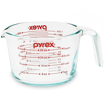 Pyrex 4-Cup Glass Measuring Cup For Baking and Cooking, Dishwasher, Freezer, Microwave, and Preheated Oven Safe, Essential Kitchen Tools - CookCave