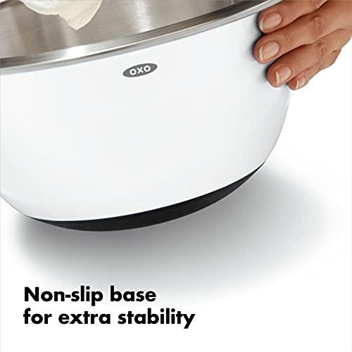 OXO Good Grips 3-Piece Stainless-Steel Mixing Bowl Set, White - CookCave