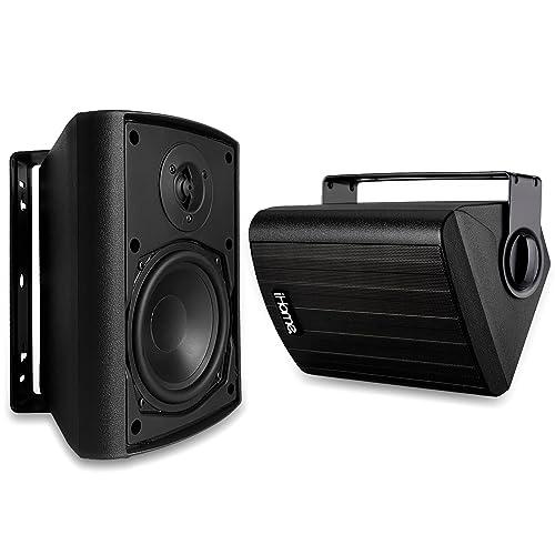 iHome IHSI-W650BT-PR-BLK Bluetooth Weatherproof Indoor/Outdoor 6.5 Inch 300W Wall/Ceiling Mounted Surround Sound Patio Speakers System, Small, Pair - Perfect for Home Party Enclosures - CookCave