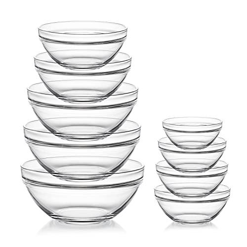 Sweejar Glass Mixing Bowls Set(set of 9),Nesting Bowls for Space Saving Storage,Great for Cooking,Baking,Prepping,Stackable Bowl Set… - CookCave