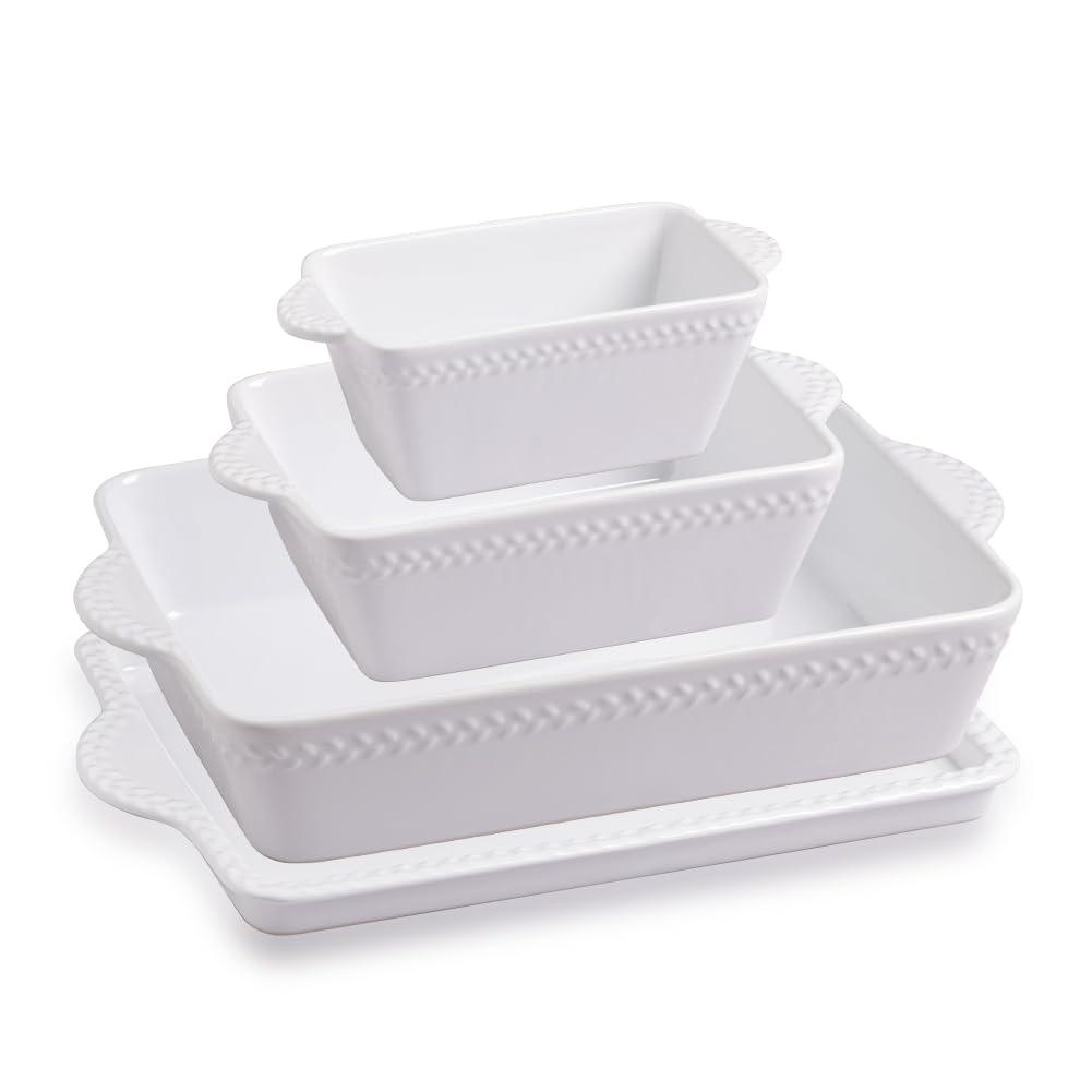 Sweejar Ceramic Baking Dish Lasagna Pans with Trivet, Rectangular Bakeware for Cooking, Kitchen, Cake Dinner, Banquet, 15.3x 9.6 x 2.8 Inches of Casserole Dishes（White） - CookCave