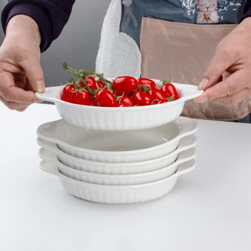 UIBFCWN Ceramic Au Gratin Baking Dishes, Set of 4 Oval Baking Dish Set for 1 or 2 Person Servings, Small Mini Casserole Dish with Double Handle, 8.2x5x1.45 inch - CookCave