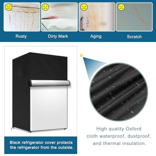 COITEK Outdoor Refrigerator Cover, Upright Mini Beverage And Beer Refrigerator Cover 22''L x 23''W x 34''H, Black Oxford Cloth Refrigerator Protection Cover for Outdoor Use, Moisture-proof, Waterproof - CookCave