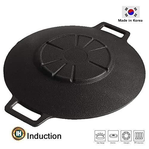 SCSP - Korean BBQ Grill IH Induction Circular size 13 inches [Made In Korea] Non-stick Grill/Natural Material 6 Layer Coating/[Bag included] Can be used for both home and outdoor stoves - CookCave