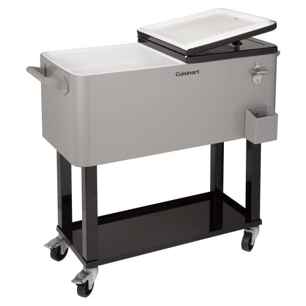Cuisinart CCC-3517 Portable 80-Quart Outdoor Cooler Cart with Dual-Sided Lid, BBQ Cart with Bottle Opener (Fits 100 Cans or 50 Bottles) - CookCave