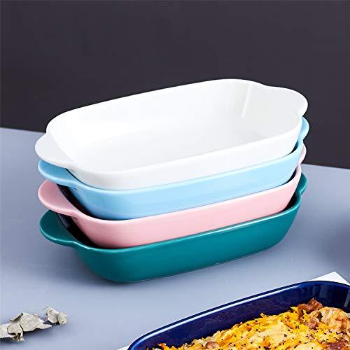 LEETOYI Ceramic Small Baking Dish, Porcelain 2-Piece Rectangular Bakeware with Double Handle, Baking Pans for Cooking and Cake Dinner 7.5"×5 (White) - CookCave