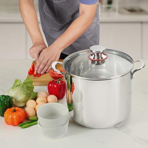 Onader 12 Quart Stock Pot 18/10 Stainless Steel Cooking Pot with Lid Large Soup Pot - CookCave