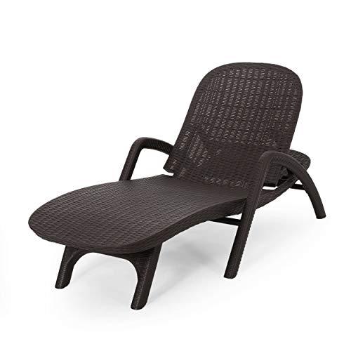 Christopher Knight Home Blanche Outdoor Faux Wicker Chaise Lounge, Dark Brown - CookCave