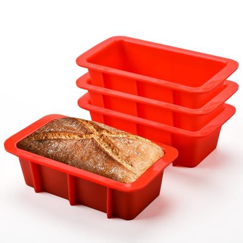 CAKETIME Mini Loaf Pan, Silicone Bread Loaf Pan Nonstick Set of 4 for Baking Bread, Toast, Brownie Loaf Pan, Cake, Soaps - CookCave