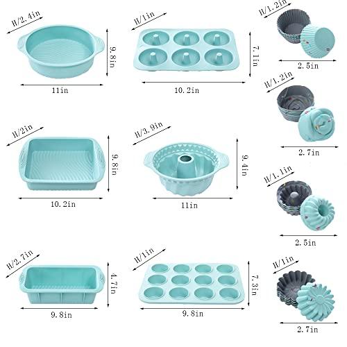 30pcs Nonstick Silicone Bakeware Set With Baking Pan, Silicone Cake Molds, Baking Sheet, Donut Pan, Silicone Muffin Pan,Cake Pan, And 24 Pack Silicone Cupcake Mold Baking Cups - CookCave