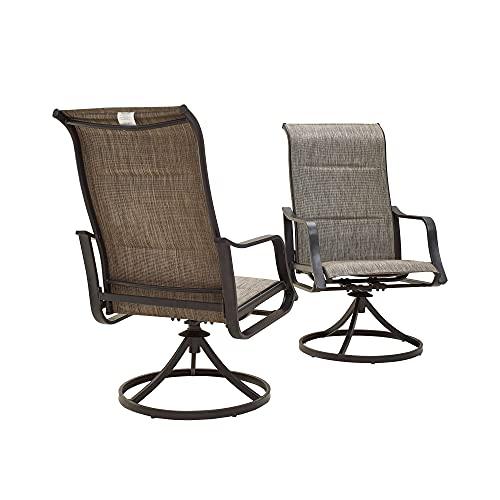 LOKATSE HOME Outdoor Patio Dining Chair Swivel Sling Rocker Set with Steel Metal Frame (Set of 2), Grey - CookCave