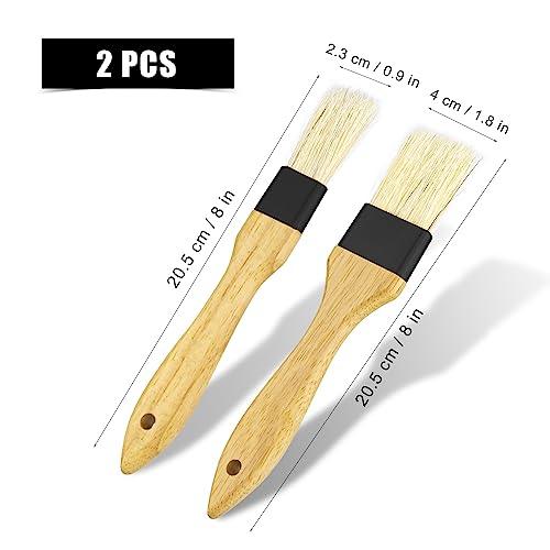 Pastry Basting Brushes, 2PCS Oil Brushes Boar Bristle Brushes BBQ Brushes for Sauce BBQ Basting Brush Kitchen Brush for Oil Egg Spread Marinade Sauce, Black (2 Specifications) - CookCave