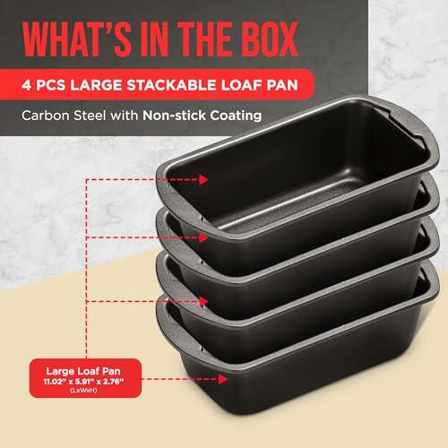 Bakken- Swiss Loaf Pan Set 4-Piece - Deluxe Nonstick Carbon Steel Bakeware for Perfect Bread and Cakes – Dishwasher Safe, Premium Pans for Home Baking - CookCave