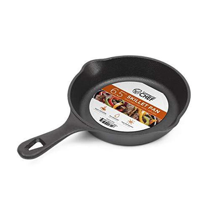 Commercial CHEF 6.5 Inch Cast Iron Skillet, Black - CookCave