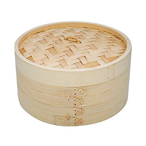 ONETANG 10 Inch Bamboo Steamer Basket, 2 Tier Steamer for Cooking, 20 Paper Liners, Perfect For Dim Sum, Chicken, Fish, Veggies, Natural Handmade Weaver, Eco-Friendly Gift Box (Holiday Gifts) - CookCave