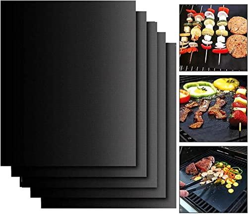 Grill Mat for Outdoor Grill Set of 5, Grill Sheets 100% Non-Stick Reusable, Heavy Duty, Barbecue Baking Mat Durable for Charcoal Gas Electric Grill, Easy to Clean, 15.75 x 13-Inch - CookCave