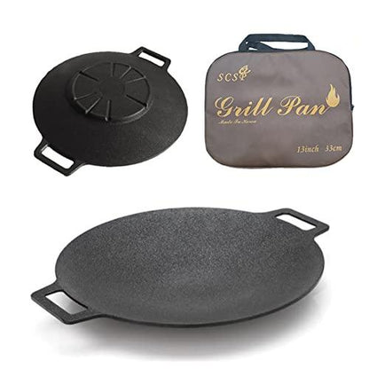 SCSP - Korean BBQ Grill IH Induction Circular size 13 inches [Made In Korea] Non-stick Grill/Natural Material 6 Layer Coating/[Bag included] Can be used for both home and outdoor stoves - CookCave