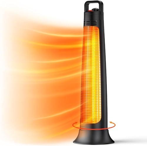 FLOWBREEZE Patio Heater, Portable Outdoor Heater, 1200W, 3S Instant Heating, Infrared Heater with 60°Oscillating, 180min Timer, Tip-over Protection, Super Quiet Electric Heater for Indoor Outdoor Use - CookCave