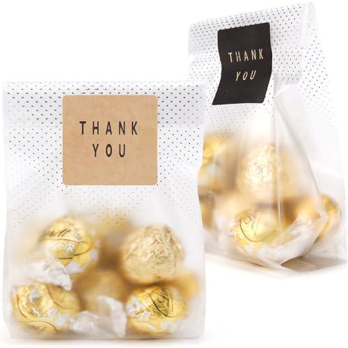 LOKQING Cellophane Treat Bags Cookie bags for Packaging Clear Gift Bags with Stickers for Cookies,Candy,Chocolates(Black Dot,9x3.2inch) - CookCave