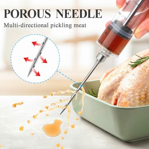 Tri-Sworker Plastic Meat Injector Kit for Smoker with 3 Flavor Food Syringe Needles, Ideal for Injecting Marinade into Turkey, Meat, Brisket; 1-OZ; Including Paper User Manual, Recipe E-Book (PDF) - CookCave