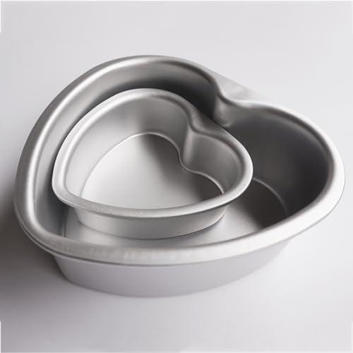 LoveDeal 2Pcs Heart Shaped Cake Pans 4 Inch and 6 Inch with Removable Bottom, Small Heart Baking Pans, Heart Shape Cake Molds, Cheesecake Pans for Cakes and Brownies, Oven Baking - Aluminum - CookCave