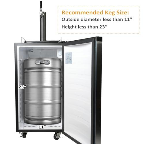 3.4 Cu.Ft. Kegerator, Keg Beer Cooler for Beer Dispensing with 4 Casters, CO2 Cylinder, Temperature Control, Drip Tray, Black Stainless Steel - CookCave