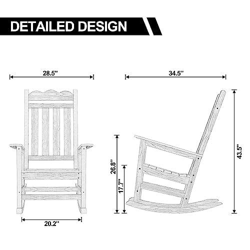 HOME BI Oversized Heavy Outdoor Rocking Chairs, Patio Rocking Chairs for Adults 400Lbs Support, Poly Rocking Chair Look Like Real Wood for Lawn, Porch, Backyard, Indoor and Garden (Black) - CookCave