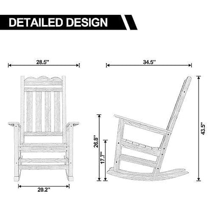 HOME BI Oversized Heavy Outdoor Rocking Chairs, Patio Rocking Chairs for Adults 400Lbs Support, Poly Rocking Chair Look Like Real Wood for Lawn, Porch, Backyard, Indoor and Garden (Black) - CookCave