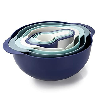 COOK WITH COLOR 8 Piece Nesting Bowls with Measuring Cups Colander and Sifter Set - Includes 2 Mixing Bowls, 1 Colander, 1 Sifter and 4 Measuring Cups, Teal - CookCave