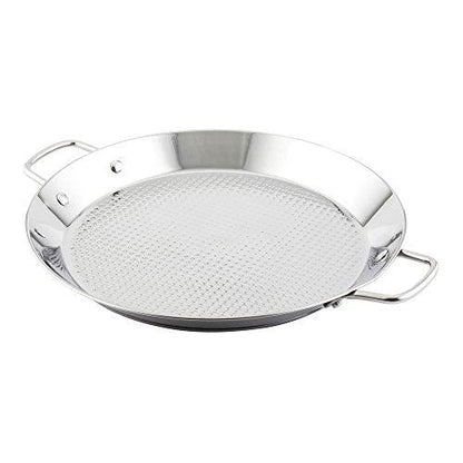 Restaurantware 10 Inch Spanish Paella Pan, 1 Induction Ready Paella Pan - Heavy-Duty, Riveted Handles, Silver Stainless Steel Spanish Pan, Dishwasher-Safe, Paella Cookware For Homes or Restaurants - CookCave