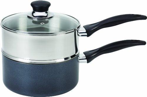 T-fal Specialty Nonstick Double Boiler 3 Quart Oven Safe 350F Cookware, Pots and Pans, Dishwasher Safe Silver/Black - CookCave