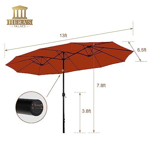 HERA'S PALACE 13ft Rectangle Patio Umbrellas, Large Outdoor Umbrella with Crank, Powerful UV Protective, Table Umbrella Outdoor Patio for Backyard, Pool, Garden, Deck - CookCave