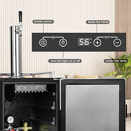 HCK Kegerator & Undercounter Refrigerator 2 in 1,15 inch Single Tap Draft Beer Dispenser,Built-in or Freestanding,Stainless Steel Reversible Door,Indoor or Outdoor for Home & Commercial Use K-90-BLK - CookCave