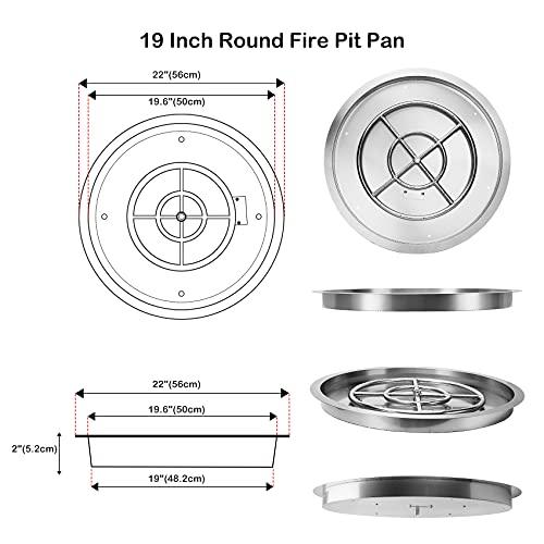 Stanbroil 19 inch Round Drop-in Fire Pit Pan with Spark Ignition Kit Natural Gas Version, Rated for up to 92,000 BTU’s - CookCave