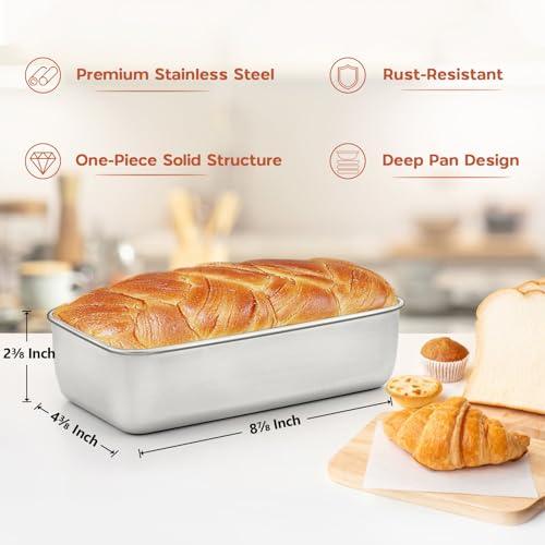 Onader 9 x 5 Loaf Pans Stainless Steel Deep Meatloaf Pan for Baking Bread Set of 3 - CookCave