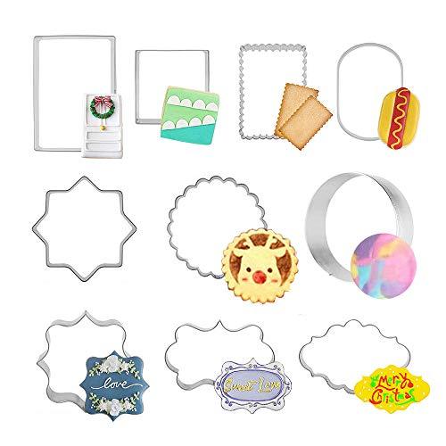 10 PCS Plaque Frame Cookie Cutters Set Fondant Tiles Biscuit Cutter Molds for Cookie Fruit Shapes - CookCave