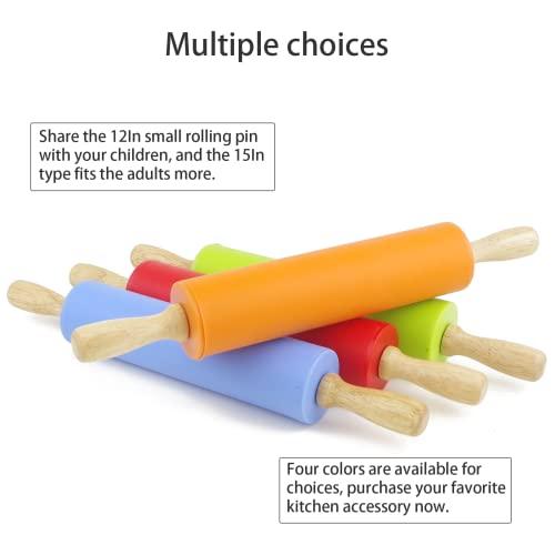 Remeel Silicone Rolling Pin for Baking Non-stick Rolling Pin Dough Roller Wooden Handle Kitchen Accessories Pastry Roller - CookCave