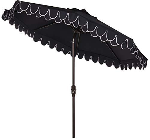 Safavieh PAT8106A Outdoor Elegant Valance Navy and White 11-Foot Round UV Protected Umbrella - CookCave